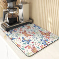 Butterfly Print Table Mat Coaster Set by Axyaa: Kitchen Accessories Absorbent Drying Mat