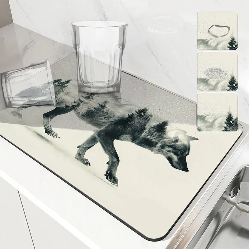 Axyaa Super Absorbent Kitchen Draining Mat - Quick Dry Dish Drying & Bathroom Drain Pad