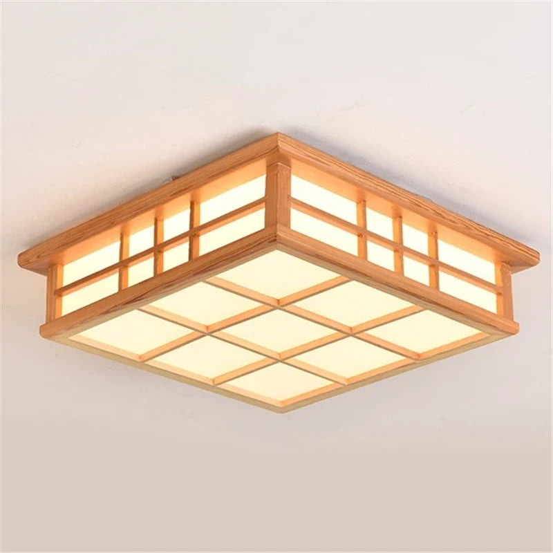 Axya Wooden Square LED Ceiling Light for Modern Living Room or Kitchen