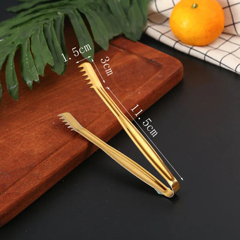 Axyaa Stainless Steel Smart Grill Tongs Gold/Silver Meat Clip for BBQ Cooking