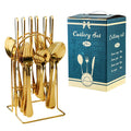 Axyaa 24-Piece Hammer Pattern Cutlery Set with Ceramic Handle