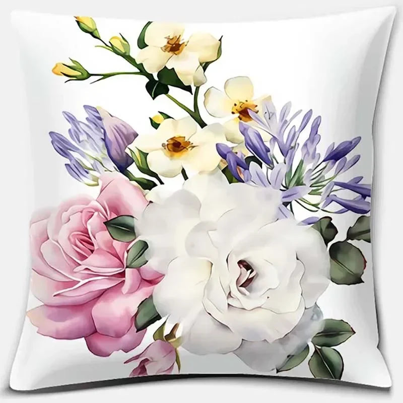 Pink Flower Pattern Cushion Cover by Axyaa - 45x45cm Decorative Pillowcase