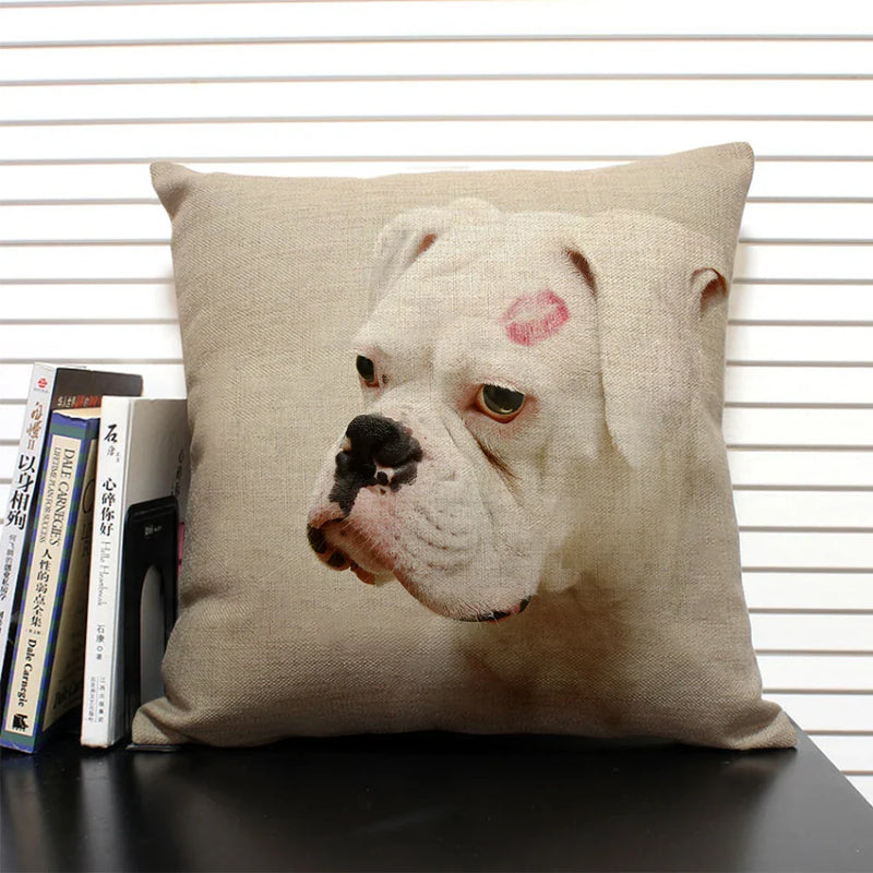 Axyaa Bulldog Dachshund Cushion Cover 45x45cm Square Linen Pillowcase