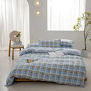 Axyaa Washed Cotton Grid Duvet Cover, Single Size 150*200cm Queen