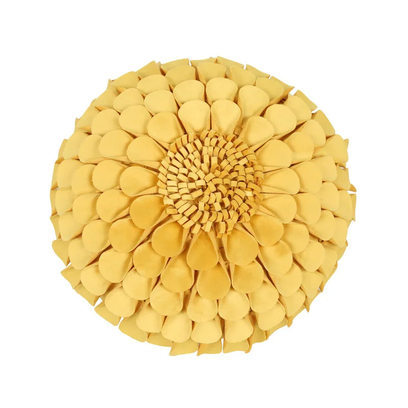 Axyaa 3D Sunflower Velvet Cushion Cover: Handmade Small Daisy Flower Throw Pillow