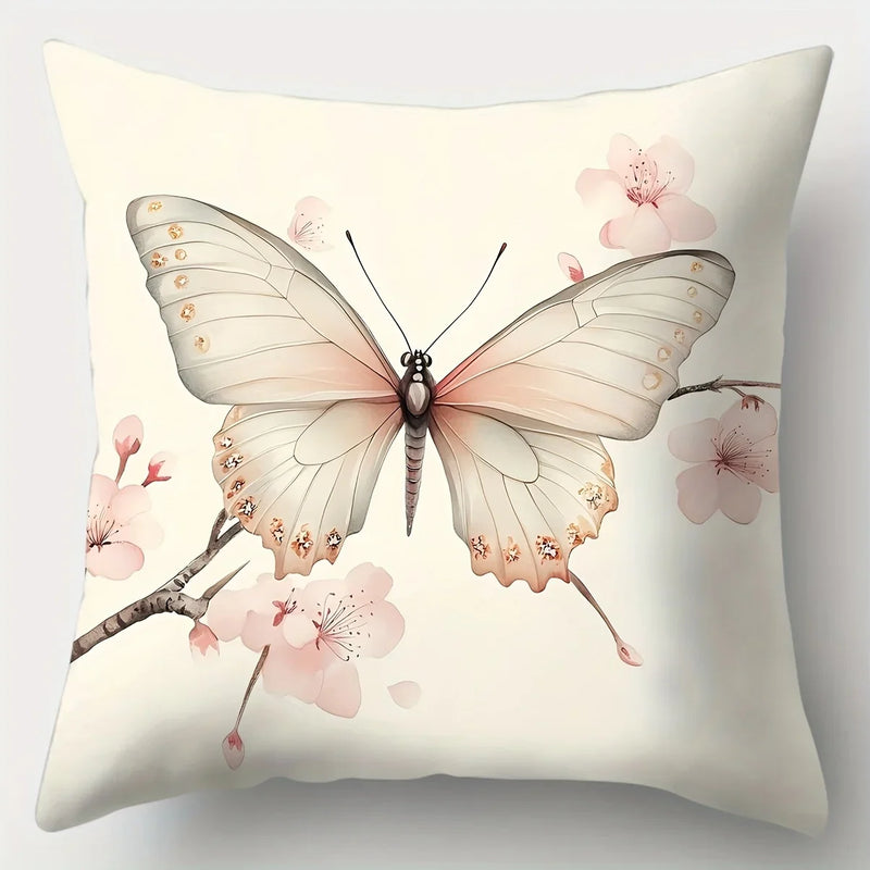 Axyaa Butterfly Sofa Cushion Cover Set - 4pcs, 17.7x17.7 in, Single-Sided Print