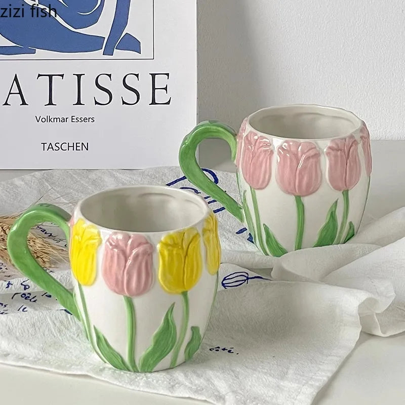 Axya Hand-Painted Ceramic Coffee Mug Tea Cup High Beauty Milk Cup Home Breakfast Cup