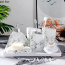 Axya Gold Marble Ceramic Bathroom Set - 7pcs