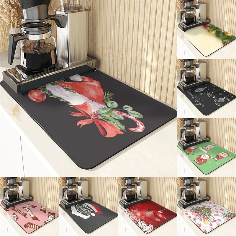 Axyaa Christmas Style Sink Mat, Coasters & Dining Table Accessories, English Letters Design