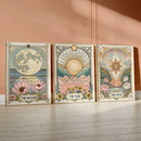 Retro Celestial Flower & Plant Art Prints by Axyaa for Home & Office Décor