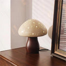 Axyaa Ceramic Mushroom Table Lamp LED Wood Art Decor Light for Bedroom