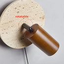 Axyaa Wabi Sabi LED Wall Lamp Sconce Pull Chain Switch Wood Rotate Mirror Light