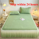 Axyaa Ice Silk Bedspread Set: Summer Bed Skirt with Lace Details