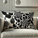 Axyaa Black & Grey Floral Cushion Covers - Modern Botanical Polyester Pillow Cases
