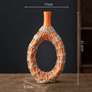 Axyaa Geometric Rattan Vase Straw Plaited Floral Arrangement Home Decor Accessories