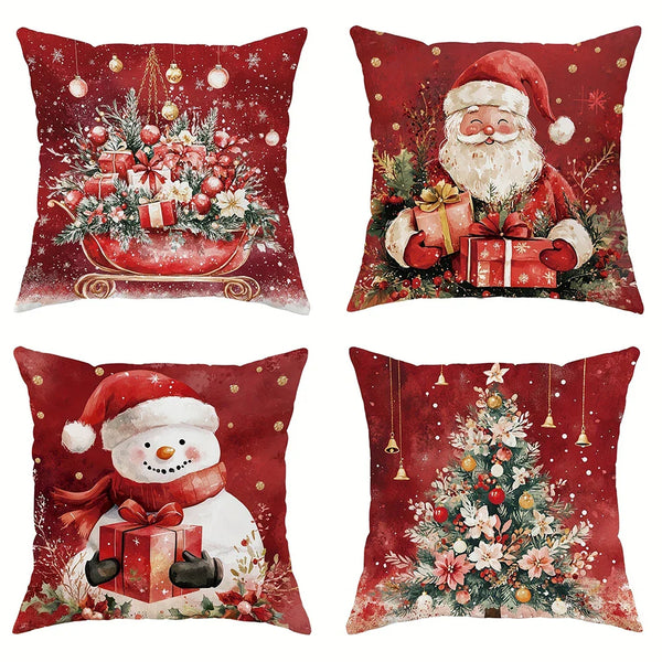 Christmas Pillowcase Set by Axyaa - Festive Sofa Cushion Covers for Home Decor