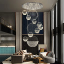 Axyaa Spiral K9 Crystal Chandelier: Large Ball LED Staircase Lighting