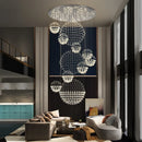 Axyaa Spiral Design K9 Crystal Chandelier with Large Crystal Ball LED Staircase Lighting