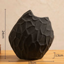 Axyaa Ceramic Floral Vase Porcelain Decoration Crafts Black Relief Modern Decor