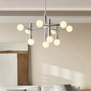 Axyaa Mid-Century Chrome Chandelier with White Glass Shades