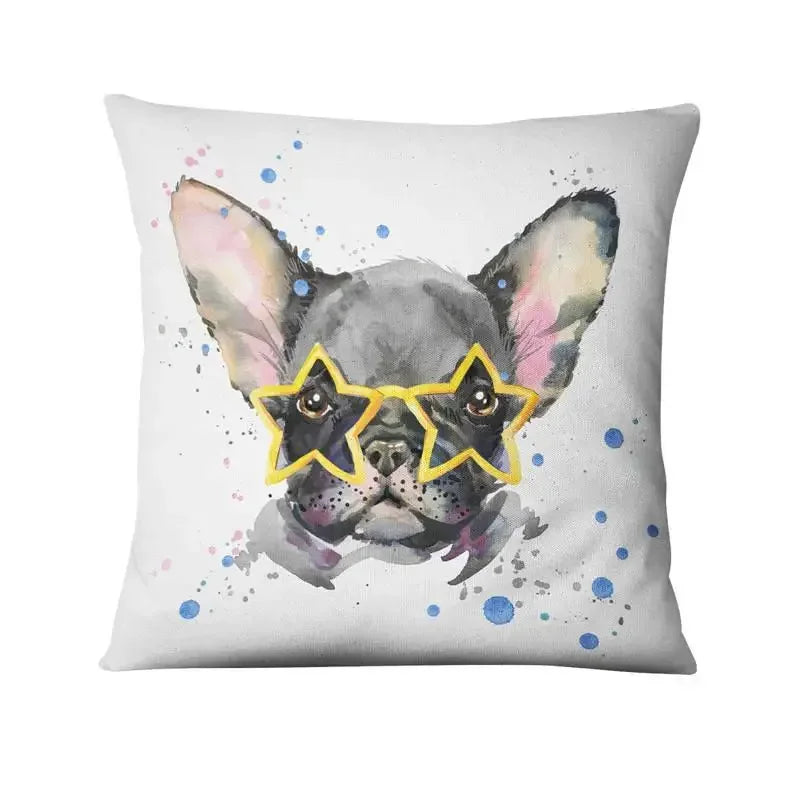 Axyaa French Bulldog Gift Cushion: Decorative Sofa Throw Pillow with American Cartoon Pet Print