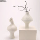 Axyaa Ceramic Vase with Artificial Flowers for Room Aesthetic Decor