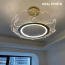 Axyaa Gold Metal Acrylic LED Pendant Chandelier for Modern Living Room