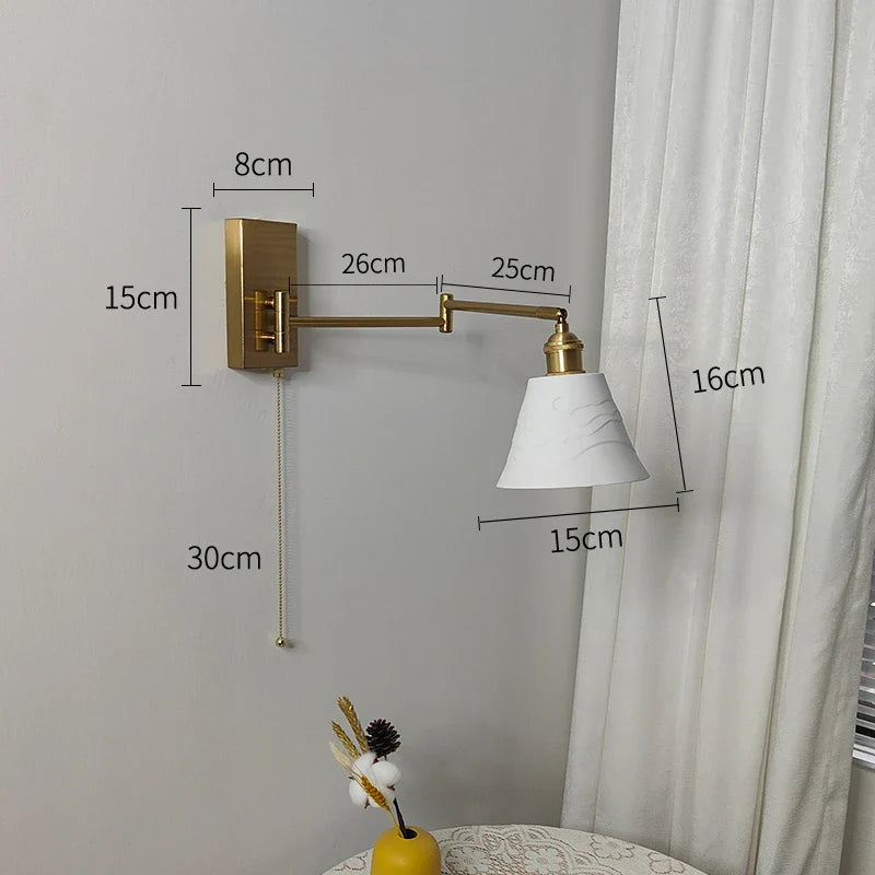Axyaa Nordic LED Wall Sconce Left Right Rotate Pull Chain Switch Stair Light