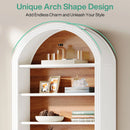 Axyaa White Arched Bookshelf with Storage Shelves, 8-Tier Open Display Shelving