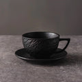 Axyaa Rock Pattern Ceramic Latte Coffee Mug Set with Round Saucer