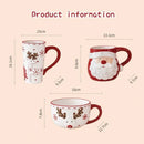 Axyaa Nordic Christmas Ceramic Mug Santa Elk Emboss - Christmas Gift & Decoration