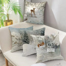 Christmas Deer & Rabbit Winter Pillow Case - Axyaa Home Decor Collection