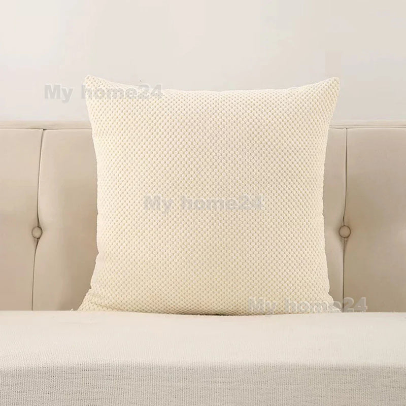 Velvet Plush Pillowcase by Axyaa - White Pink Fluffy Soft Throw Pillow Cover