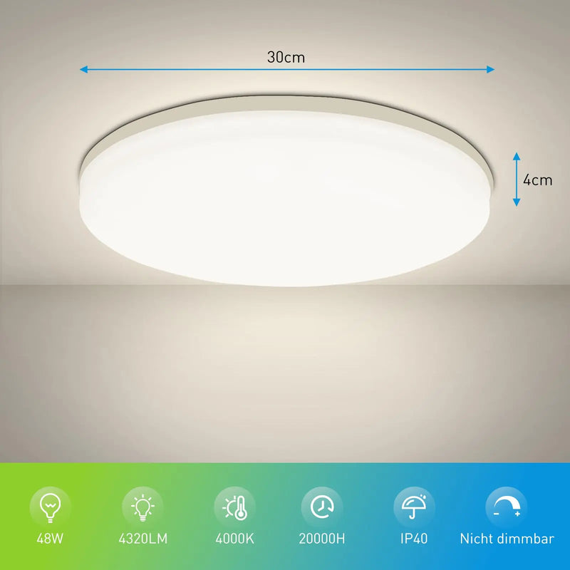 Axyaa 48W LED Ceiling Lamp: Ultra-thin Bedroom Light Fixture