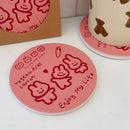 Axyaa Kawaii Pink Ceramics Drink Coasters Set - Cute Aesthetic Cup Mat Accessories