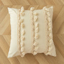 Axyaa Beige Geometric Tassel Cushion Cover 45X45 - Boho Chic Decor Pillowcase