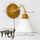 Axyaa Vintage Glass LED Wall Lamps, Japanese Style Pull Chain Copper Sconce