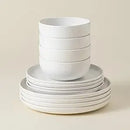 Axyaa Pacifica Salt White Stoneware 12-Piece Place Setting for 4