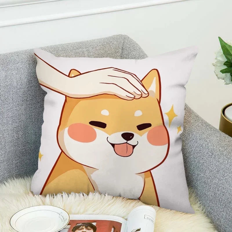 Axyaa Shiba Inu Cushion Cover 45x45cm for Bed or Chair Decor