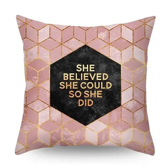Rose Gold Geometric Pineapple Glitter Pillowcase - Axyaa Home Decor