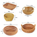 Axyaa Boho Rattan Storage Tray: Woven PP Wicker Basket Snack Plate for Coffee Shop