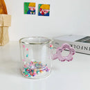 Axyaa Double-layer Insulated Milk Mug - Colorful Flower Love Cup