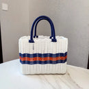 Axyaa Square Rattan Storage Basket with Handle - Hand-woven Plastic Hanging Baskets