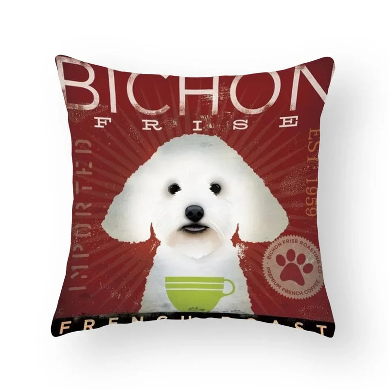 Funny Cartoon Cat & Dog Pillow Covers by Axyaa: Luxury Sofa Bed Decor Pillowcase