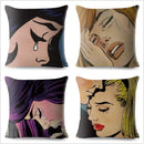 Axyaa Pop Art Crying Girl Cushion Cover 45x45cm