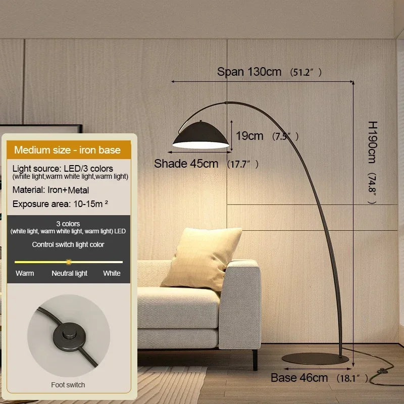 Nordic Black Fishing Floor Lamp by Axyaa: Modern LED Standing Light for Family Living Room