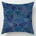 Axyaa Blue Geometric Marble Pillow Cover - Decorative Throw Cushion Case