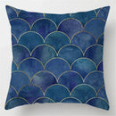 Axyaa Blue Geometric Marble Pillow Cover - Decorative Throw Cushion Case