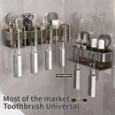 Axyaa Aluminum Detachable Toothbrush Holder with Squeezing Hole & Wall Mount