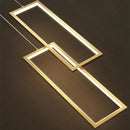 Axyaa Geometric LED Chandelier Black Gold Staircase Lighting for Luxury Living Spaces